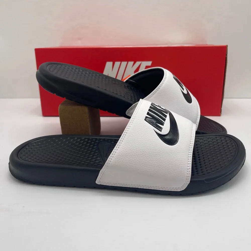 Nike Benassi JDI Men's Slides Black and White Slides
